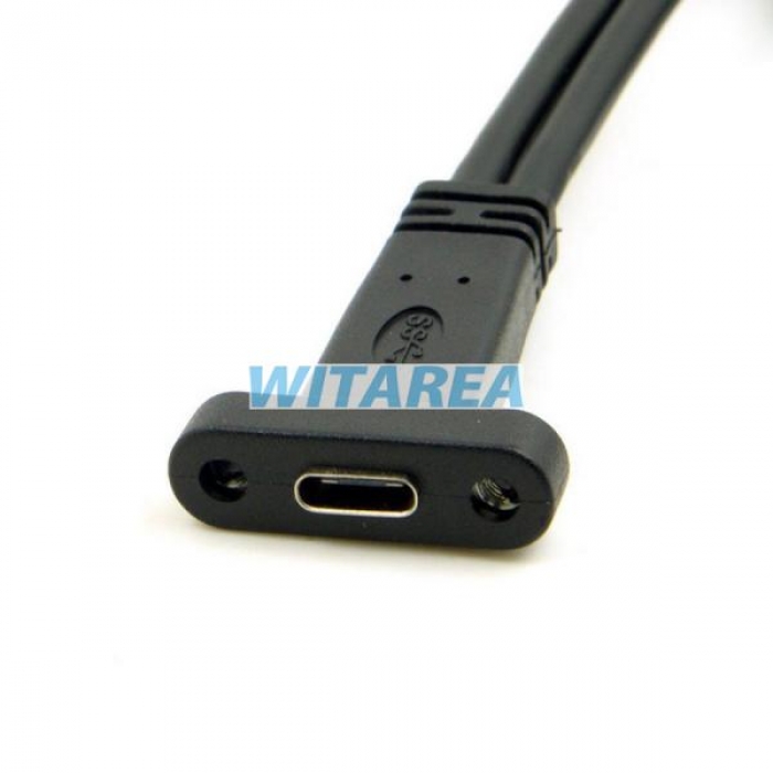 Panel mount USB-C socket Dual Screw Nut Cables