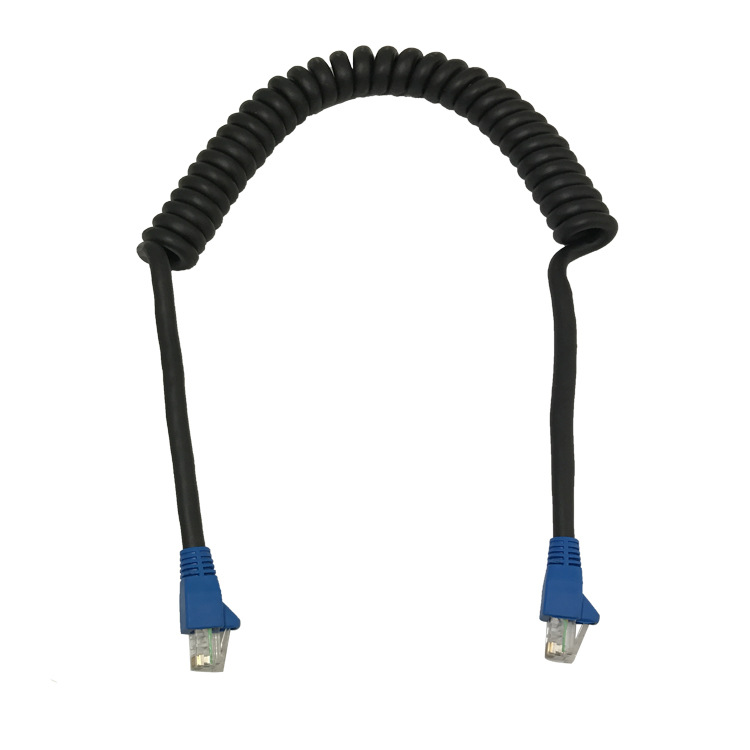 Professional Retractable Coil Cord Spiral Cable Ethernet CAT5E/CAT6 ...