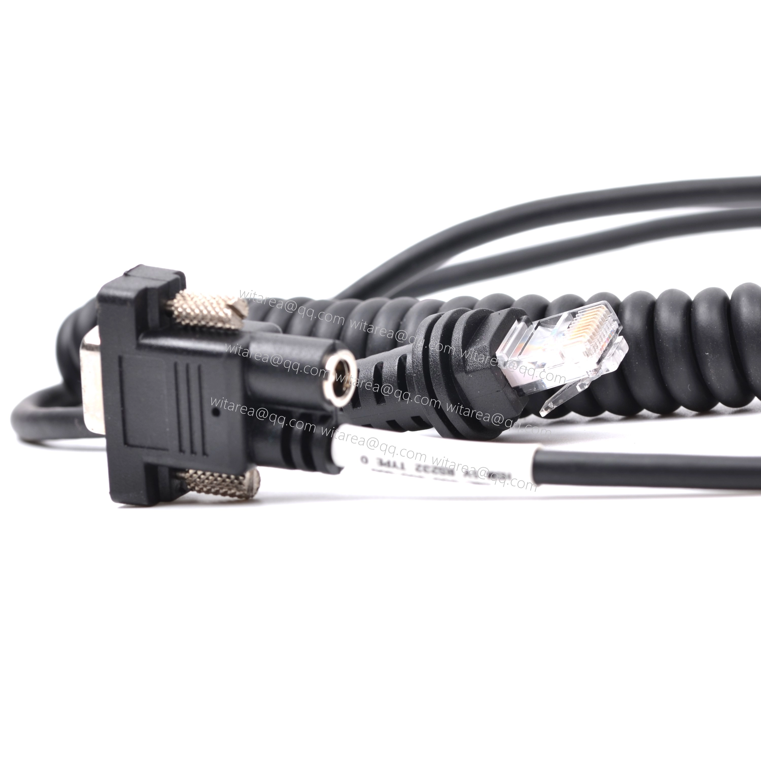 Coiled RS232 DB9 plug with DC 5V cable