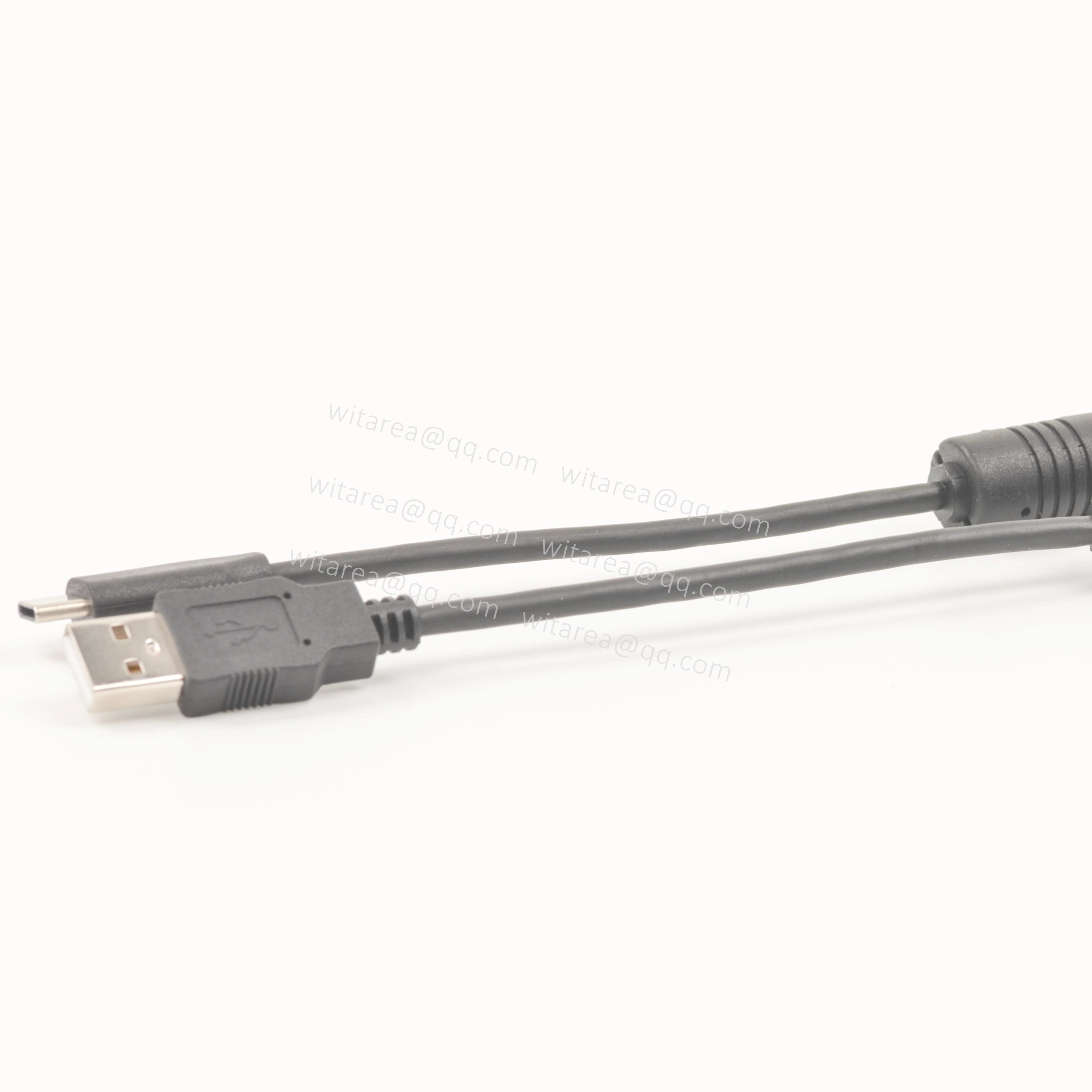 USB AM TO USB C cable with dual ferrite cores