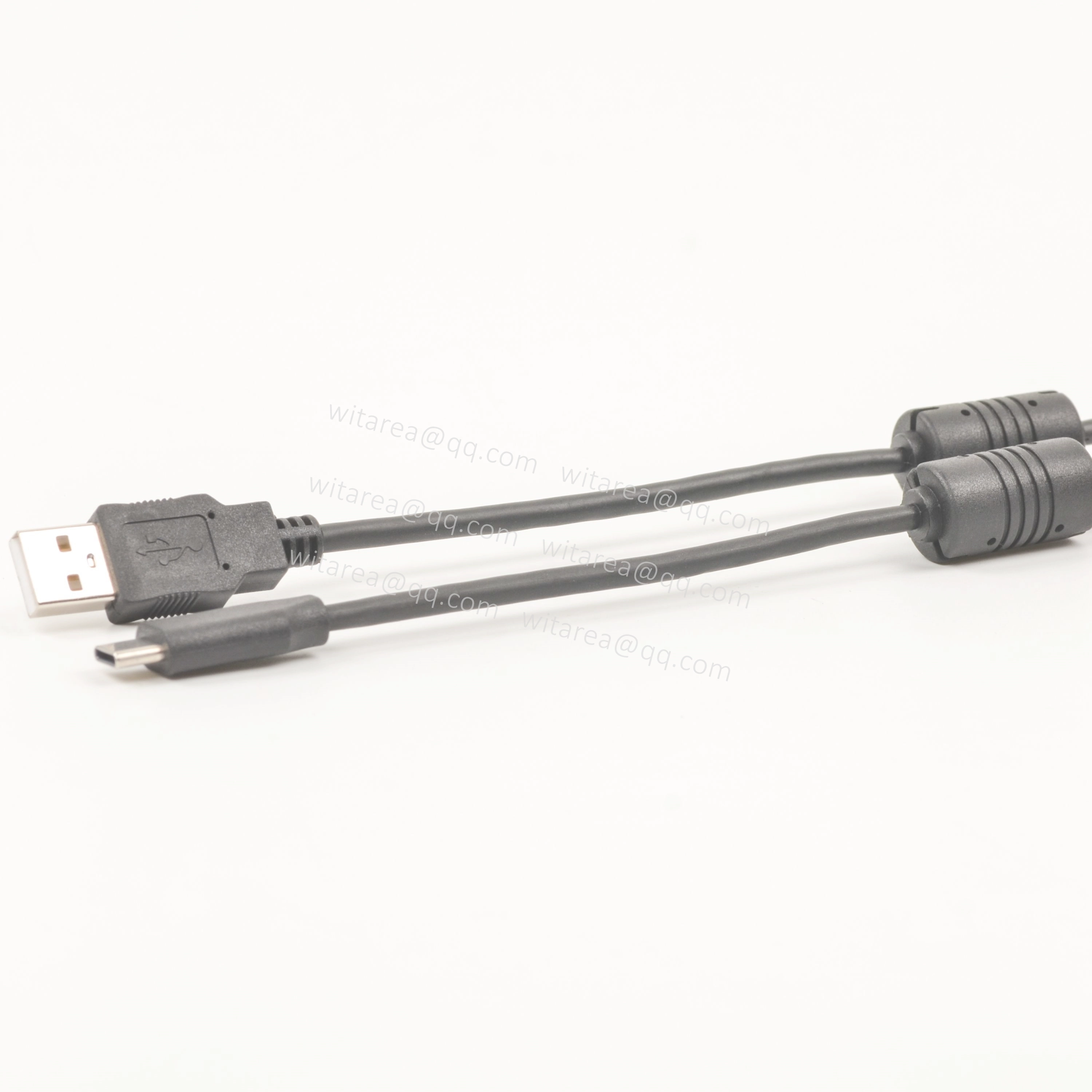 USB AM TO USB C cable with dual ferrite cores