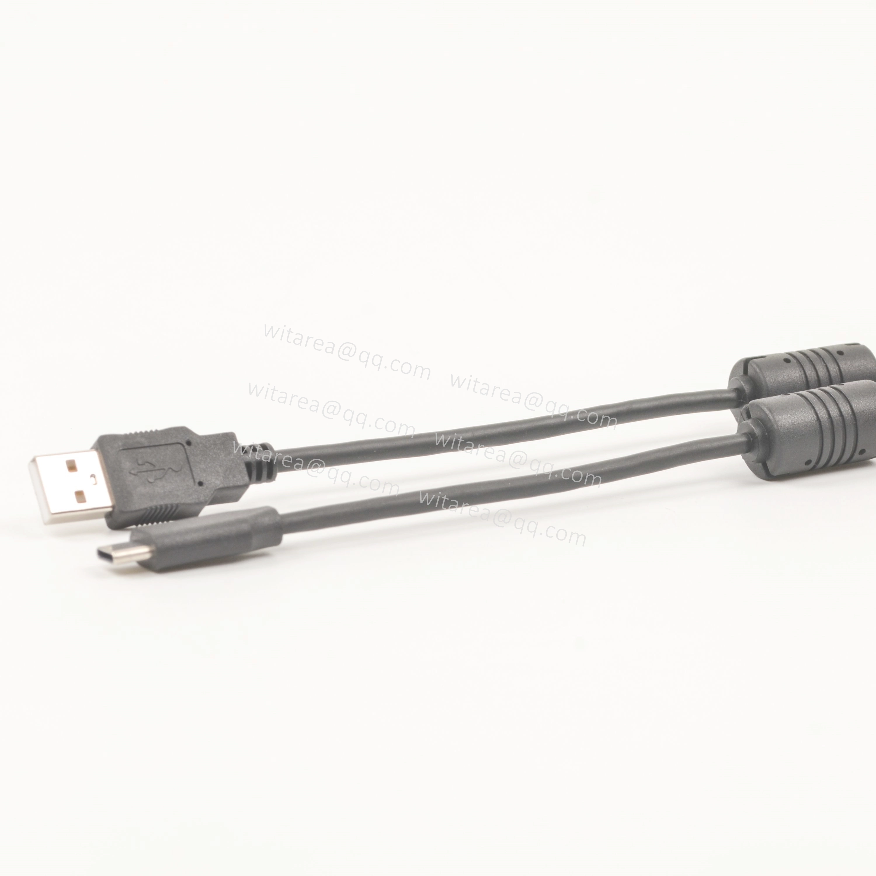 USB AM TO USB C cable with dual ferrite cores
