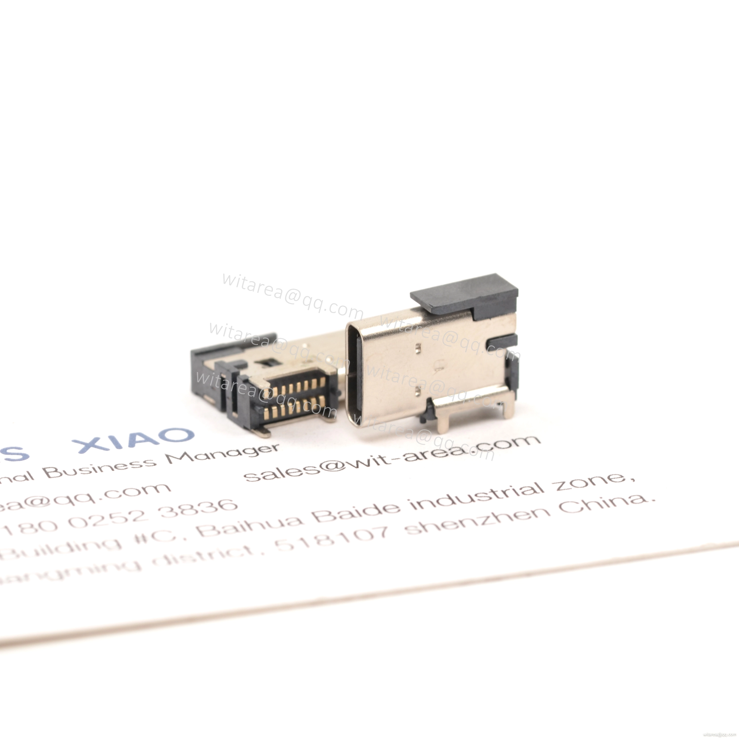 USB2.0 TYPE C 16P FLAG-MOUNT SMT RECEPTACLE ,CH=4.58MM,L=14MM