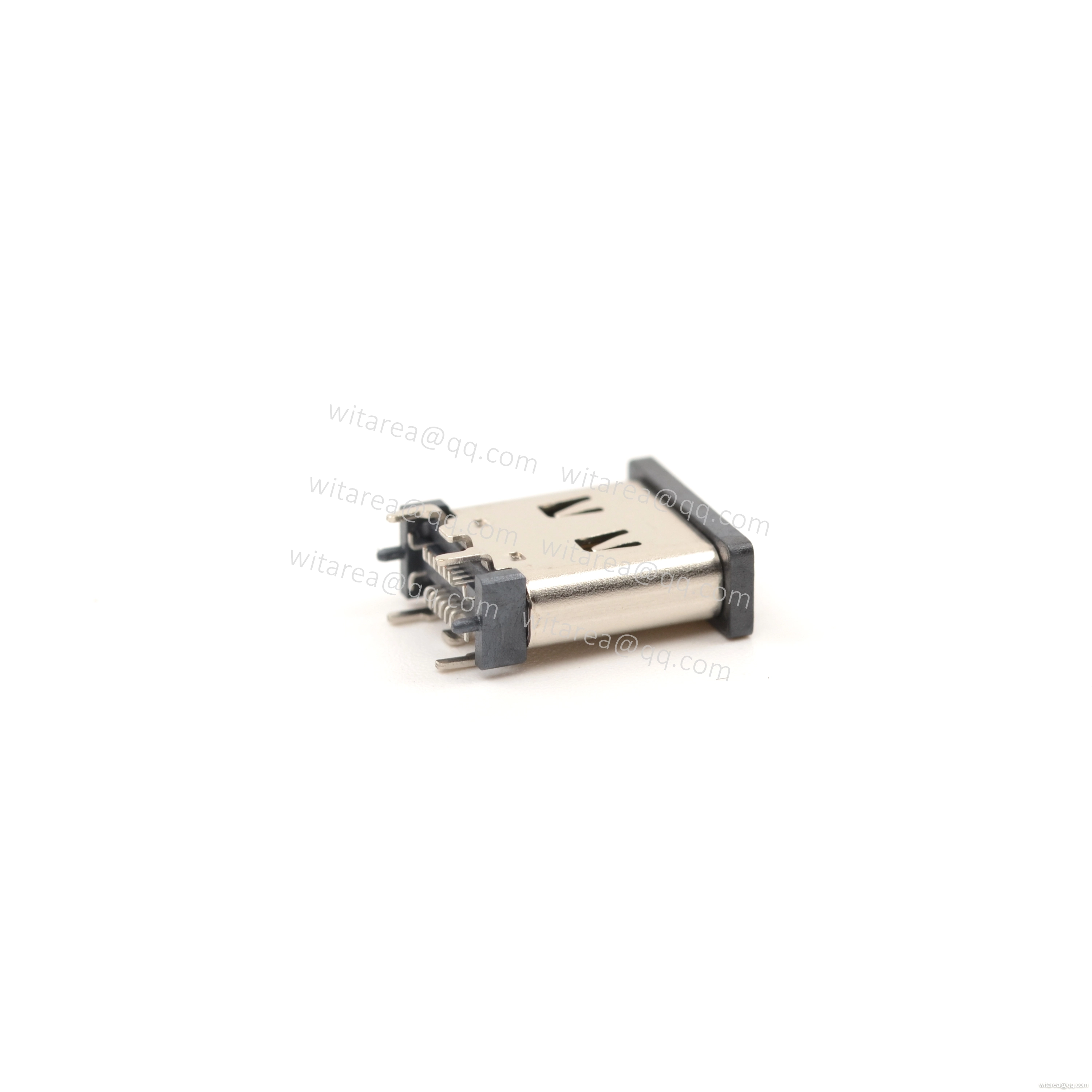 USB2.0 TYPE C 16P VERTICAL-MOUNT SMT RECEPTACLE WITH SPRING ,H=10MM,L=10MM