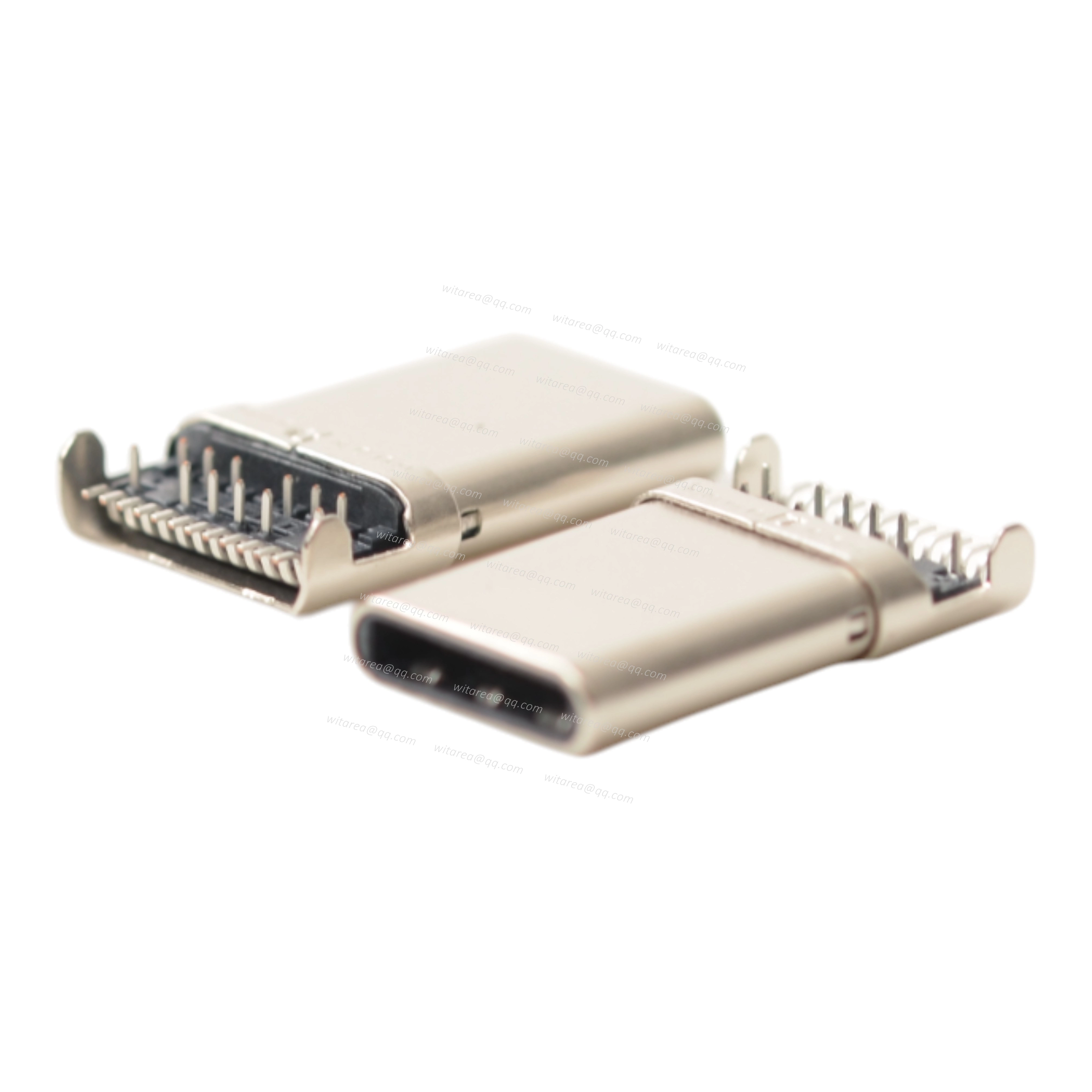 USB4/USB 3.1 Type-C 24-Pin SMT/DIP Hybrid Male Plug, Mid-Mount, Offset 0.95 mm, CH=0.25 mm, H=11.2 mm, L=14.65 mm