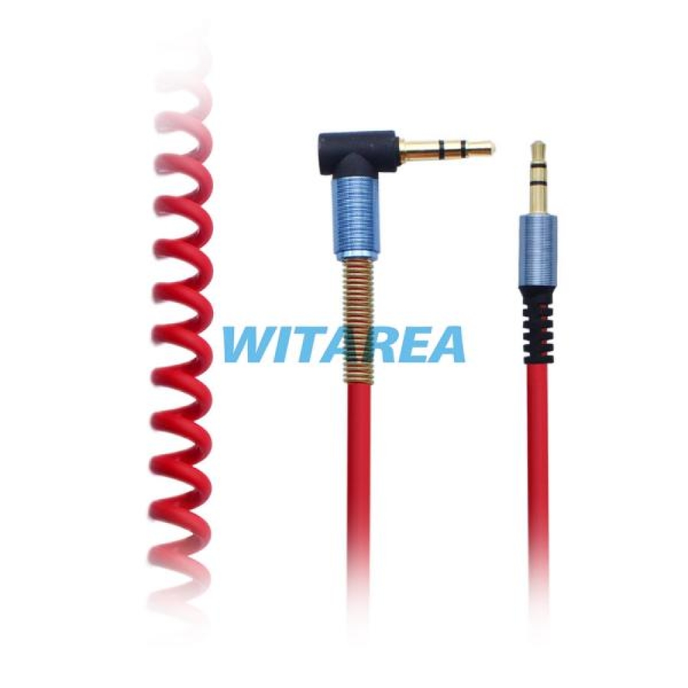 Steel spring relief coiled 3.5mm aux cable