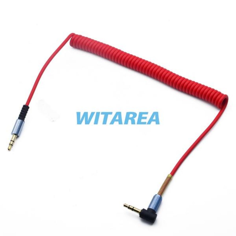 Steel spring relief coiled 3.5mm aux cable