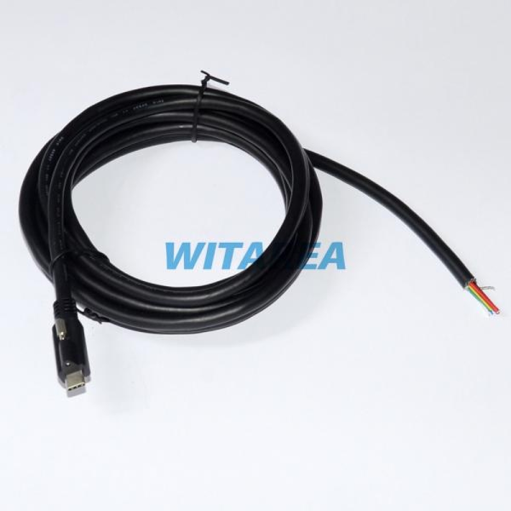USB 3.1 Type-C male with locking screw to Open Cable