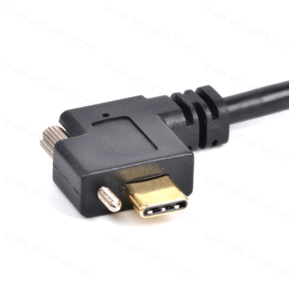 USB 3.0 AM TO USB Type C male angled 90 degree with single screw panel mount cable