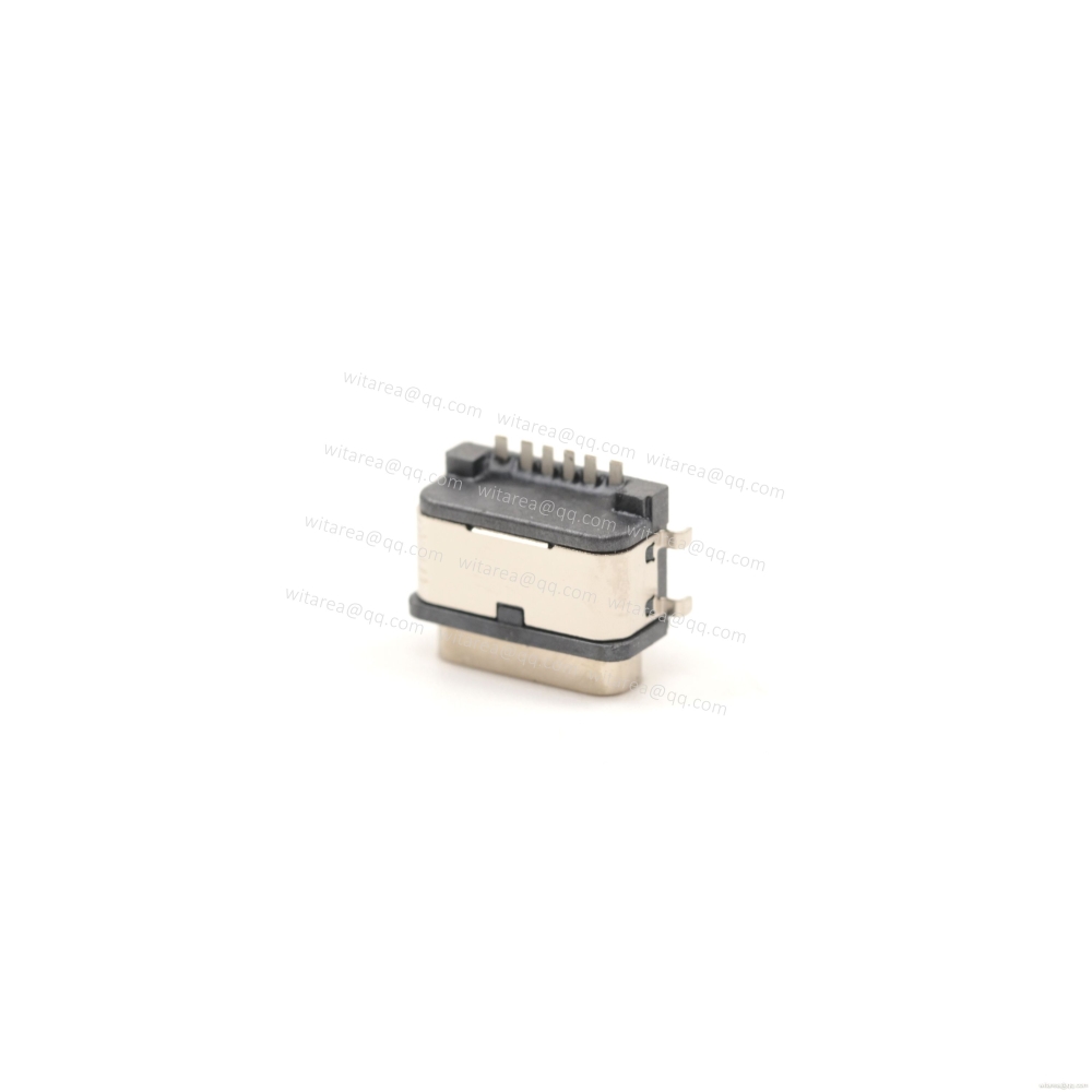 USB2.0 TYPE C 6P waterproof receptacle SMT with 4 stakes CH=1.68mm L=8.2mm