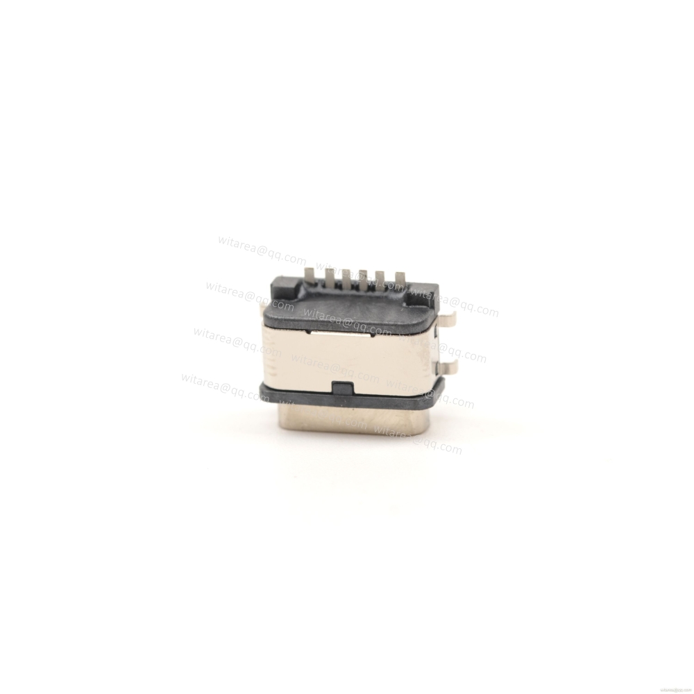 USB2.0 TYPE C 6P waterproof receptacle SMT with 4 stakes CH=1.68mm L=8.2mm