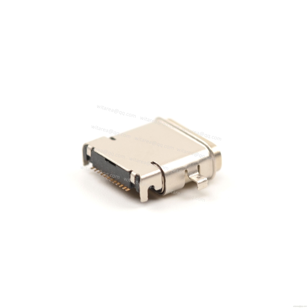 USB4/3.1/3.2 TYPE C 24P DIP+SMT hybrid waterproof receptacle CH=0.3mm,L=9.65mm
