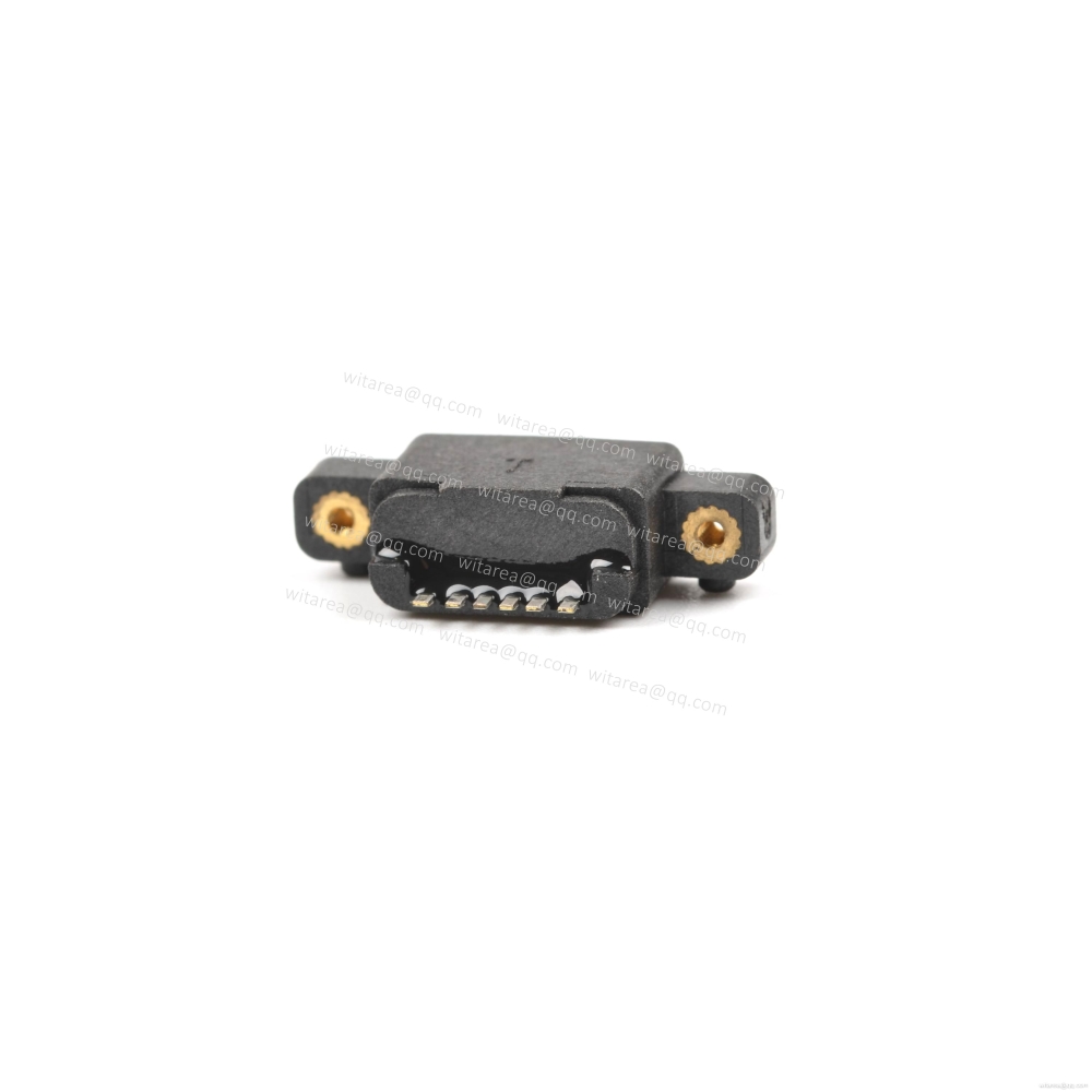 USB2.0 TYPE C 6P waterproof receptacle SMT CH=1.68mm,L=8.2mm