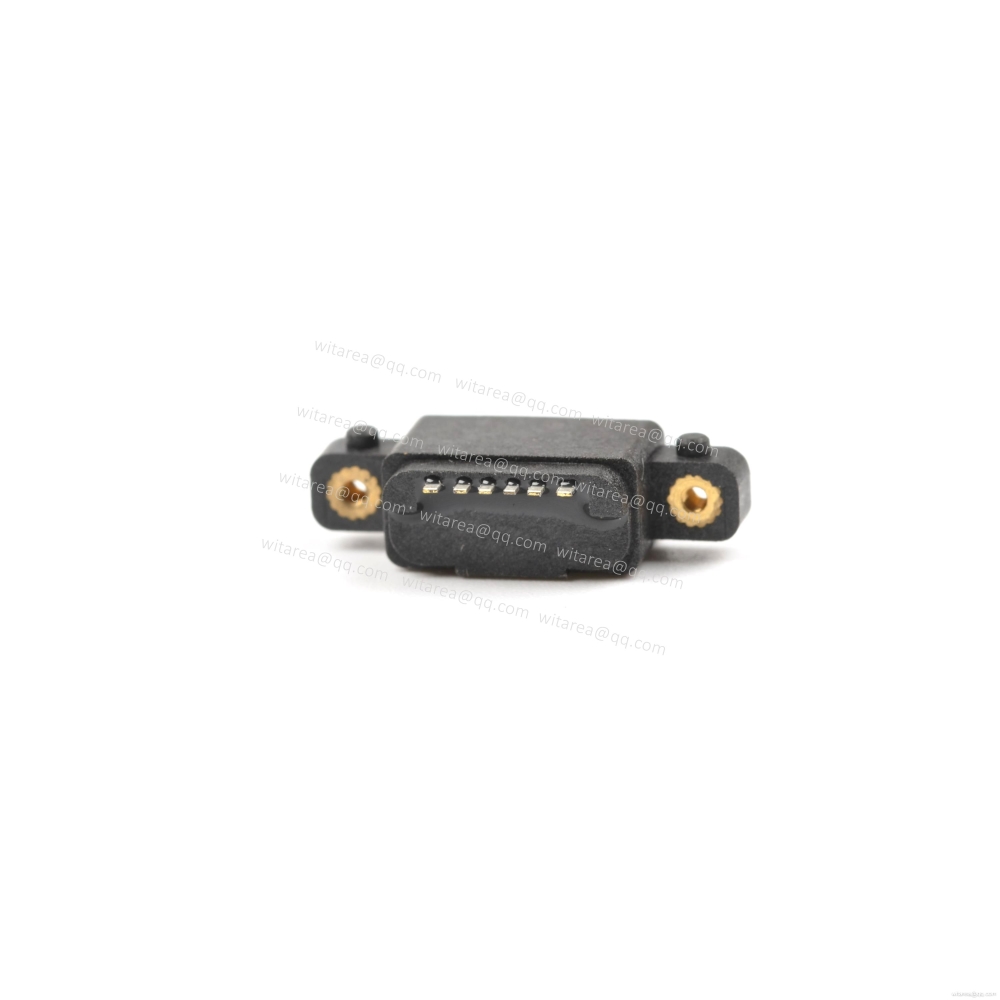 USB2.0 TYPE C 6P waterproof receptacle SMT CH=1.68mm,L=8.2mm