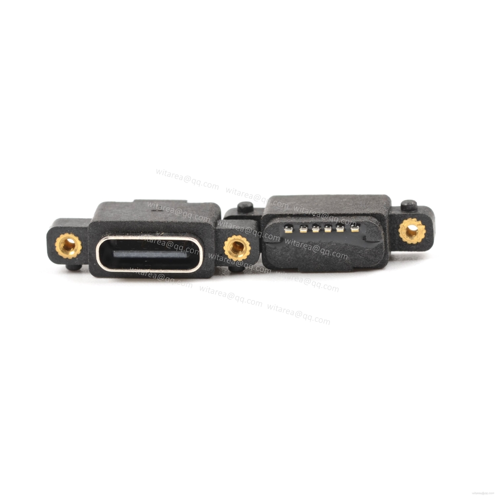 USB2.0 TYPE C 6P waterproof receptacle SMT CH=1.68mm,L=8.2mm
