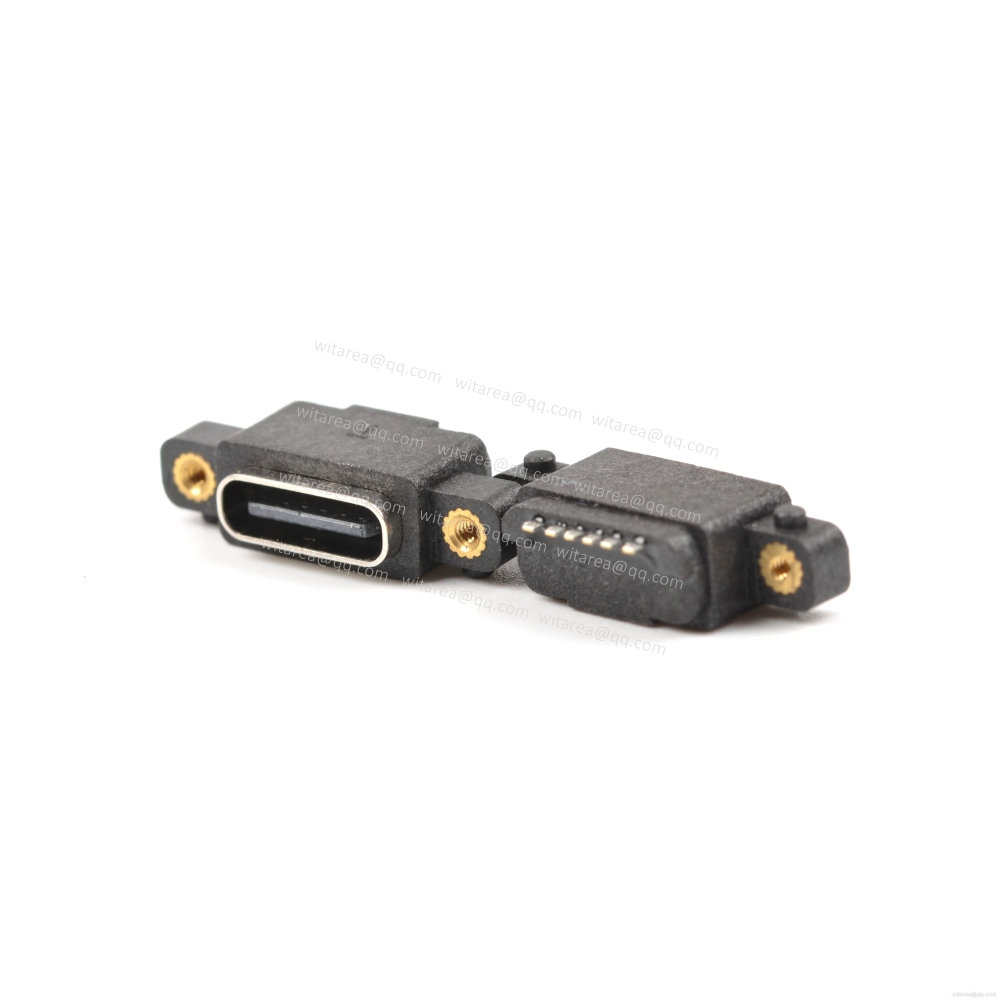 USB2.0 TYPE C 6P waterproof receptacle SMT CH=1.68mm,L=8.2mm