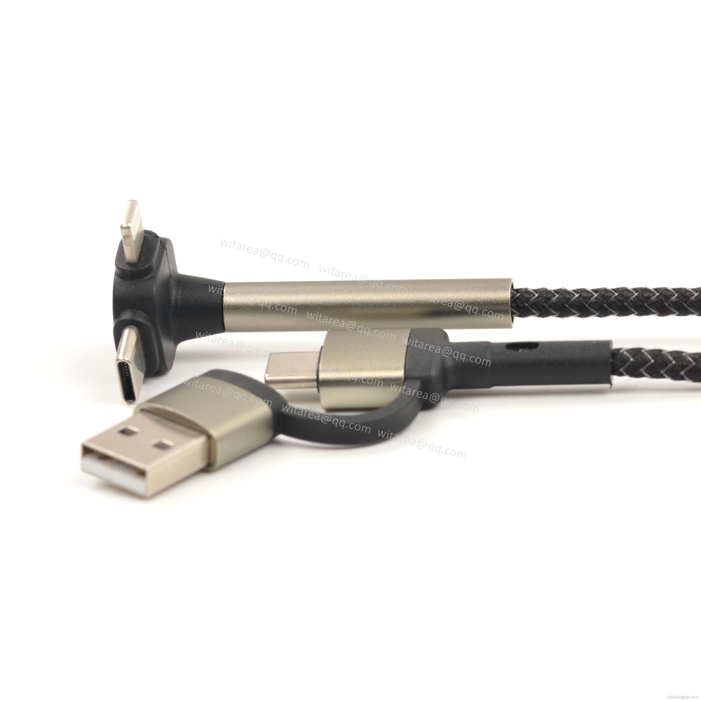 4 in 1 USB A USB C iPhone charge cable with phone stand