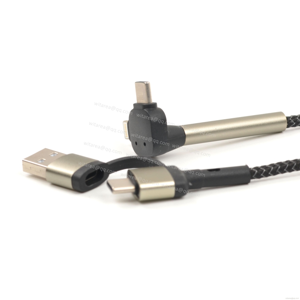 4 in 1 USB A USB C iPhone charge cable with phone stand