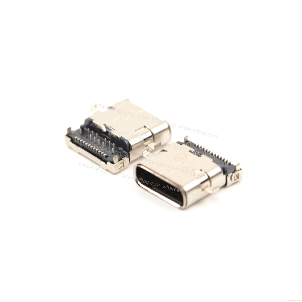 USB3.1 TYPE C 24P MID-MOUNT DIP+SMT RECEPTACLE WITH BRACKET CH=0.32MM,L=9.95MM