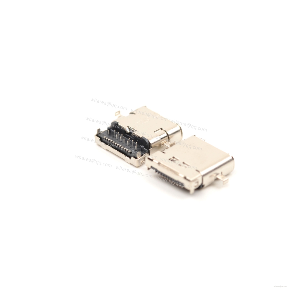 USB3.1 TYPE C 24P MID-MOUNT DIP+SMT RECEPTACLE WITH BRACKET CH=0.32MM,L=9.95MM