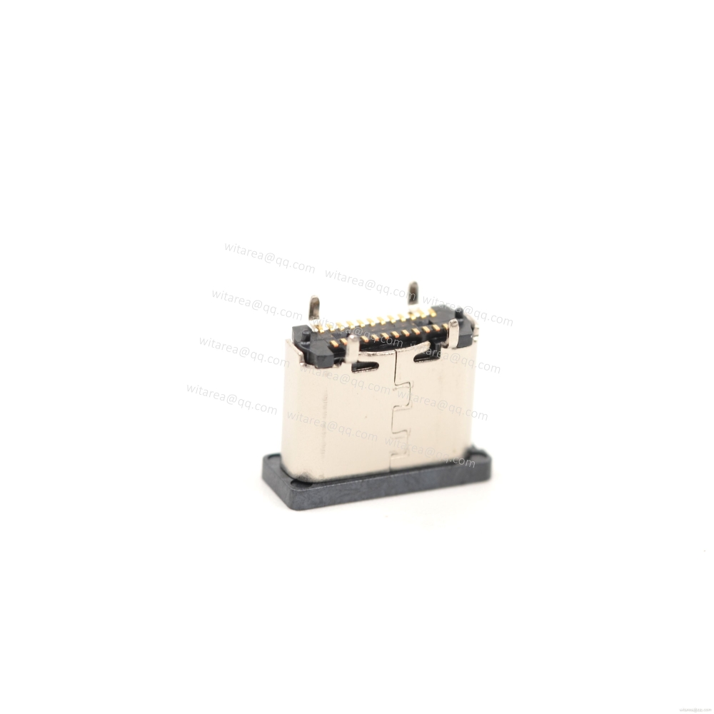 USB3.1 TYPE C 24P VERTICAL-MOUNT DUAL-ROW SMT RECEPTACLE ,H=6.5MM,L=6.5MM