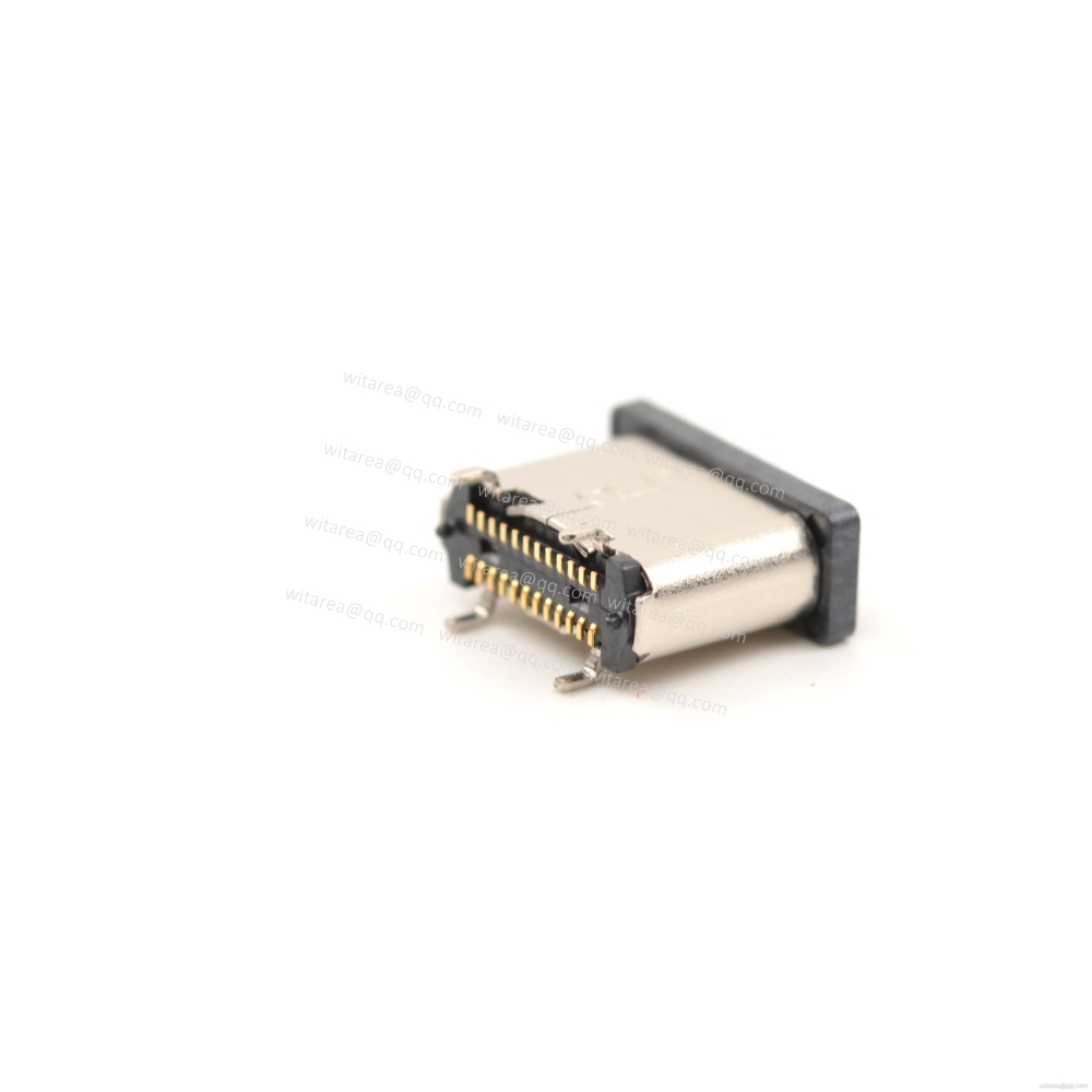 USB3.1 TYPE C 24P VERTICAL-MOUNT DUAL-ROW SMT RECEPTACLE ,H=6.5MM,L=6.5MM