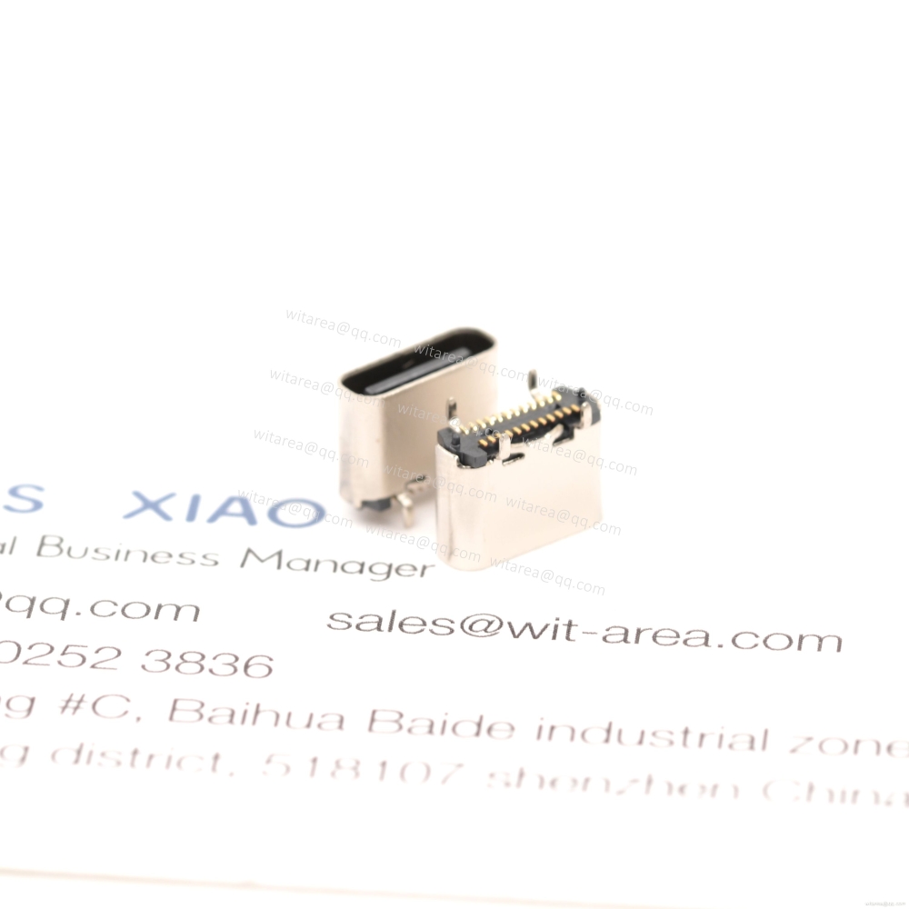 USB3.1 TYPE C 24P VERTICAL-MOUNT DUAL-ROW SMT RECEPTACLE ,H=6.5MM,L=6.5MM