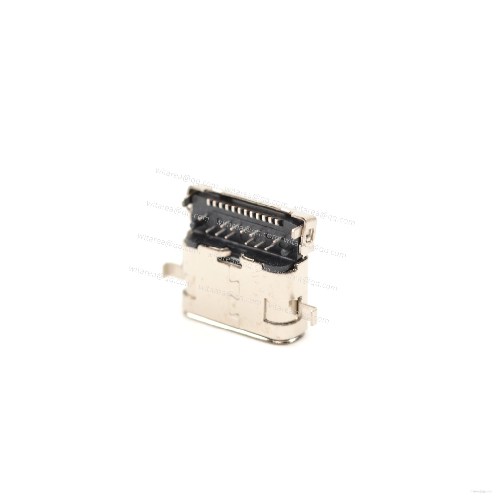 USB3.1 TYPE C 24P MID-MOUNT DIP+SMT RECEPTACLE WITH BRACKET CH=0.32MM,L=8.6MM