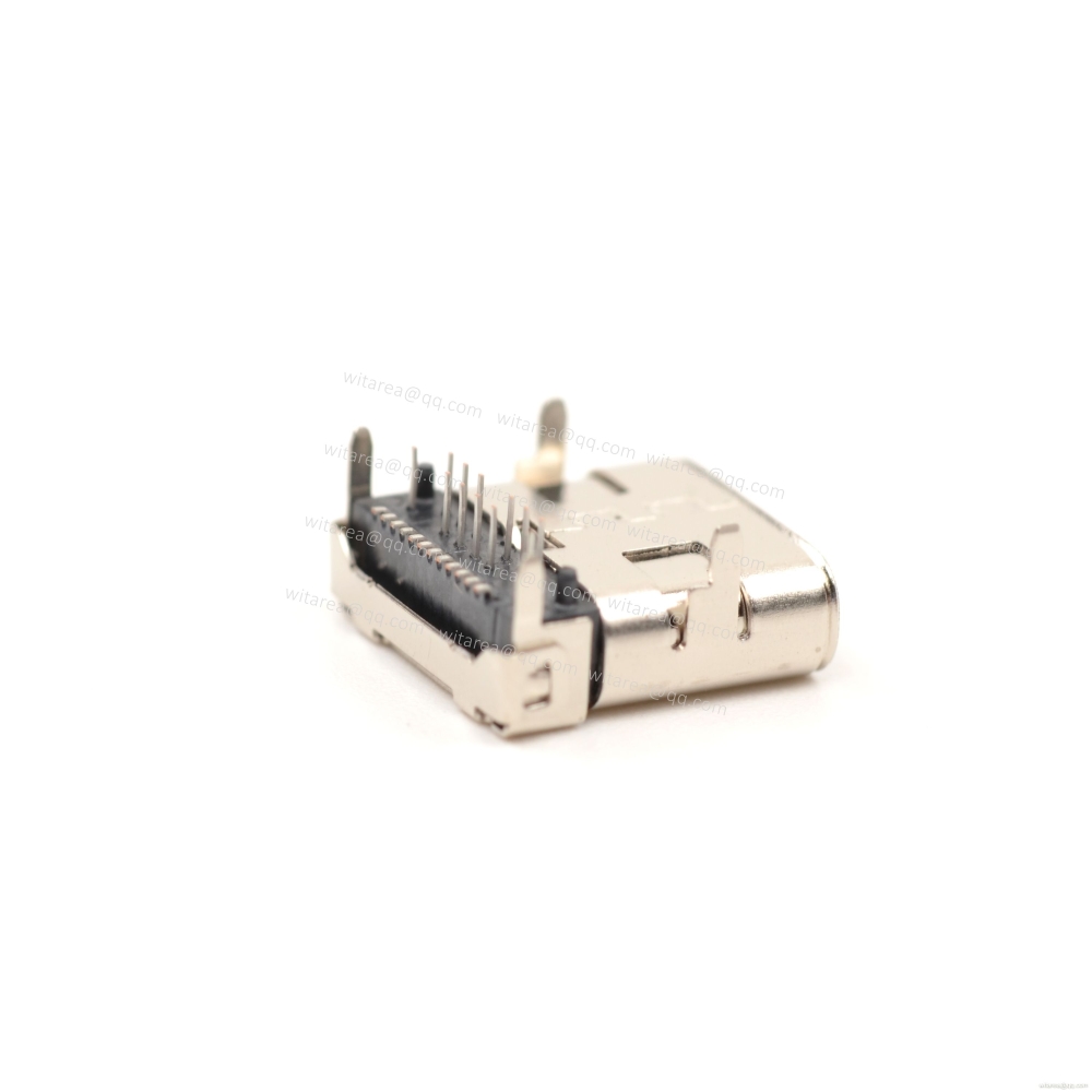 USB3.1 TYPE C 24P TOP-MOUNT DIP+SMT RECEPTACLE WITH BRACKET CH=1.75MM,L=10MM