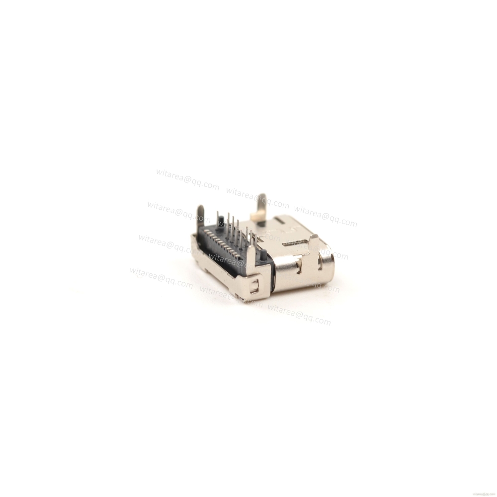USB3.1 TYPE C 24P TOP-MOUNT DIP+SMT RECEPTACLE WITH BRACKET CH=1.75MM,L=8.65MM