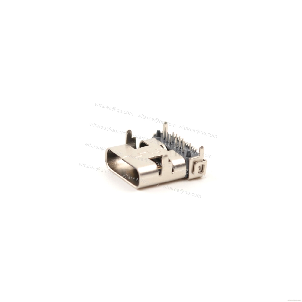 USB3.1 TYPE C 24P TOP-MOUNT DIP+SMT RECEPTACLE,CH=1.75MM,L=10MM