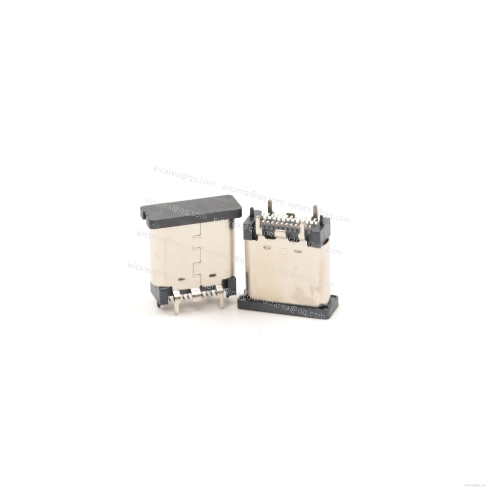 USB3.1 TYPE C 24P VERTICAL-MOUNT DUAL-ROW SMT RECEPTACLE ,H=8.8MM,L=8.8MM