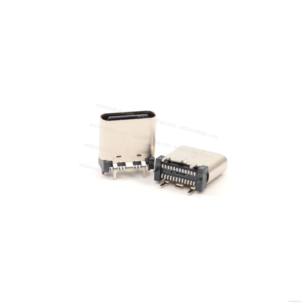 USB3.1 TYPE C 24P VERTICAL-MOUNT DUAL-ROW SMT RECEPTACLE ,H=8.8MM,L=8.8MM
