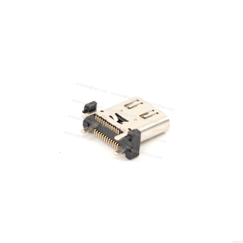 USB3.1 TYPE C 24P VERTICAL-MOUNT DUAL-ROW SMT RECEPTACLE WITH SPRING ,H=10MM,L=10MM