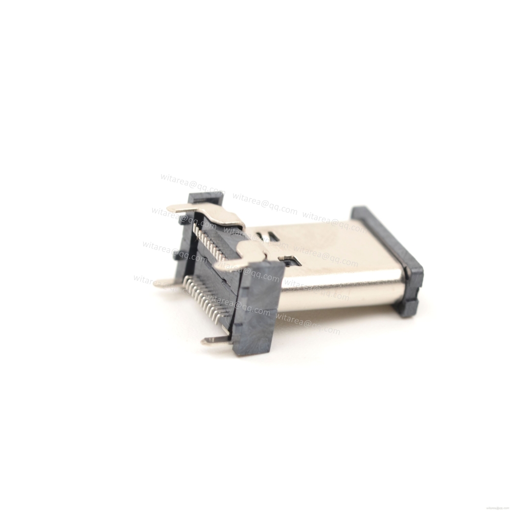 USB3.1 TYPE C 24P VERTICAL-MOUNT DUAL-ROW SMT RECEPTACLE ,H=13.5MM,L=13.5MM