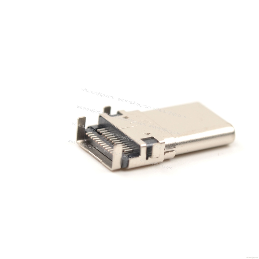 USB3.1 TYPE C 24PIN MALE PLUG, MID-MOUNT,  DUAL ROW SMT,CH=0.15MM, L=15.5MM