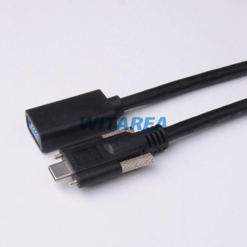 USB 3.0 STD A Female To USB Type-C Male Cable With Dual Thumbscrew