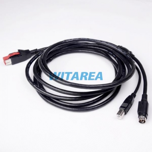 24V Powered USB Cable to Y S video HOSIDEN Male + USB B Type 2m Splitter Cable