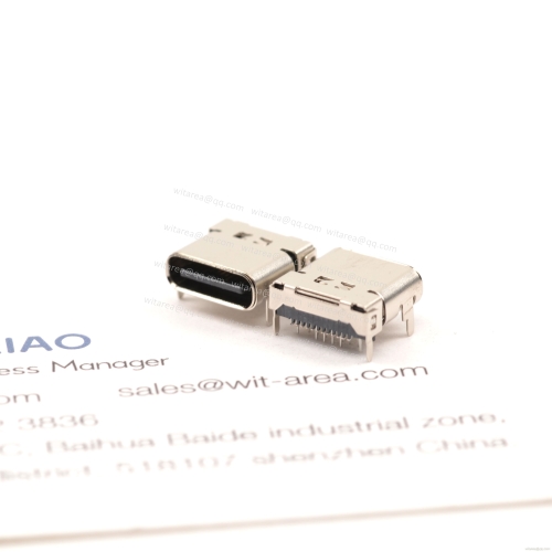 USB3.1 TYPE C 24P TOP-MOUNT DIP+SMT RECEPTACLE WITH BRACKET CH=1.75MM,L=8.65MM