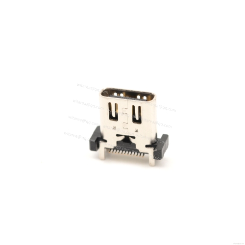 USB3.1 TYPE C 24P VERTICAL-MOUNT DUAL-ROW SMT RECEPTACLE WITH SPRING ,H=10MM,L=10MM
