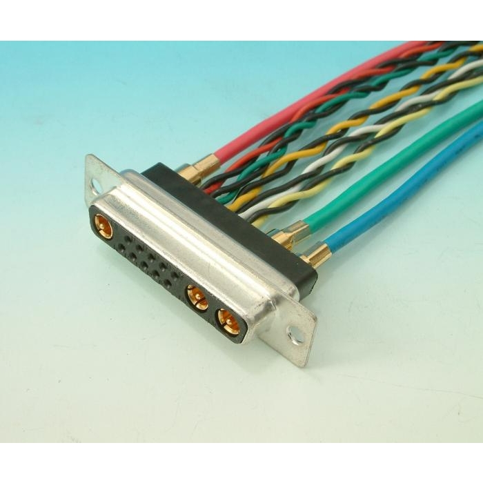 High power Combination D-SUB  3w3c Connectors custom cables