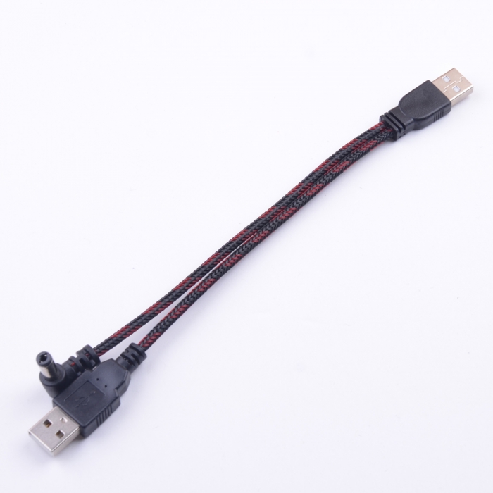 USB Type A Male to USB A 5.5mm x 2.1mm Barrel 5V DC Power Y Cable